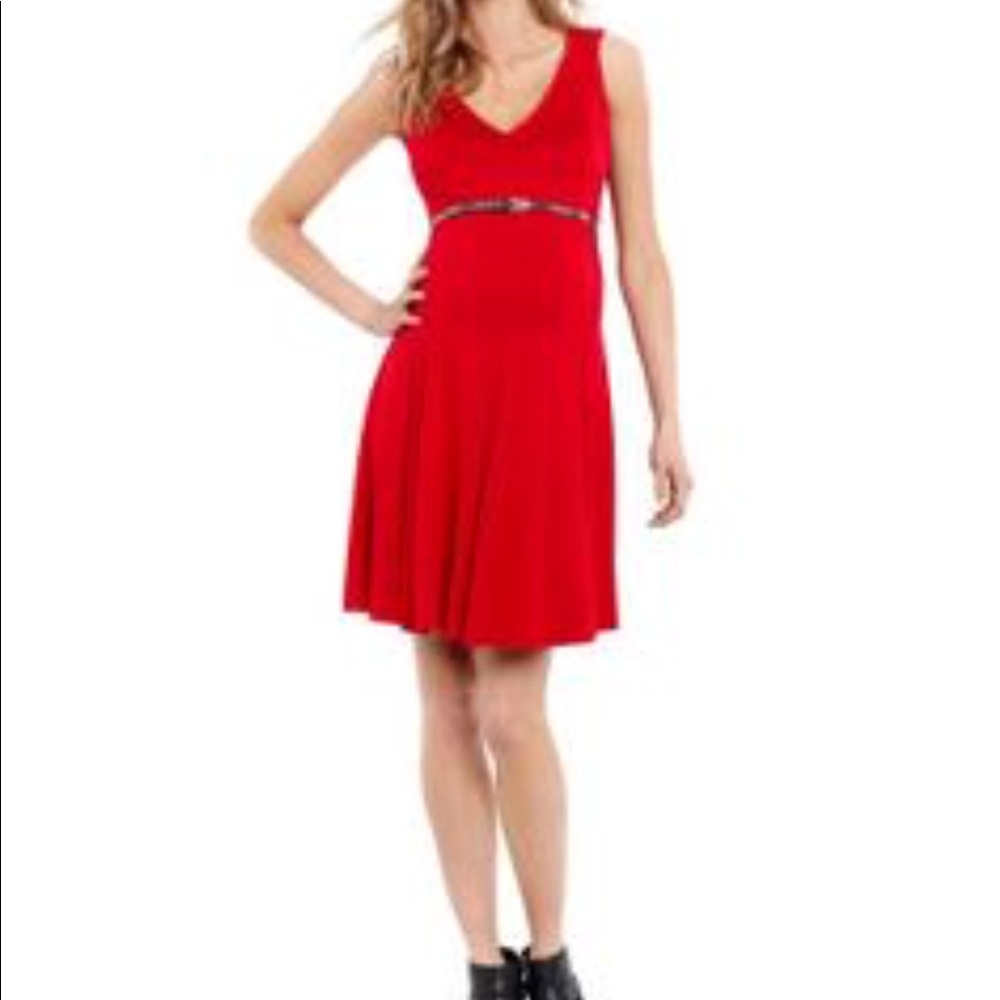 Red, flirty & flare Maternity Dress